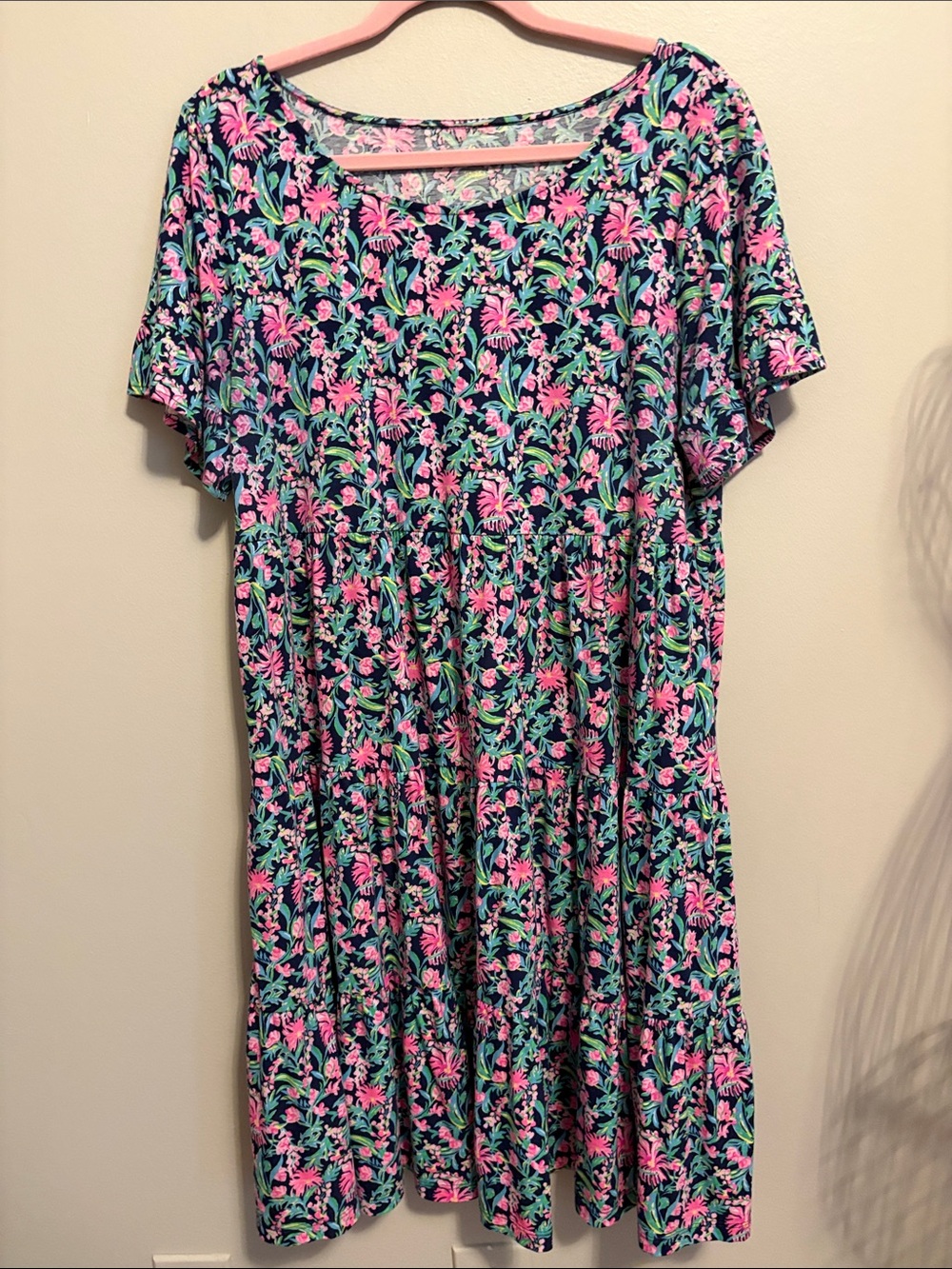 Lilly Pulitzer Pink & Teal Floral Scoop-Neck Dress